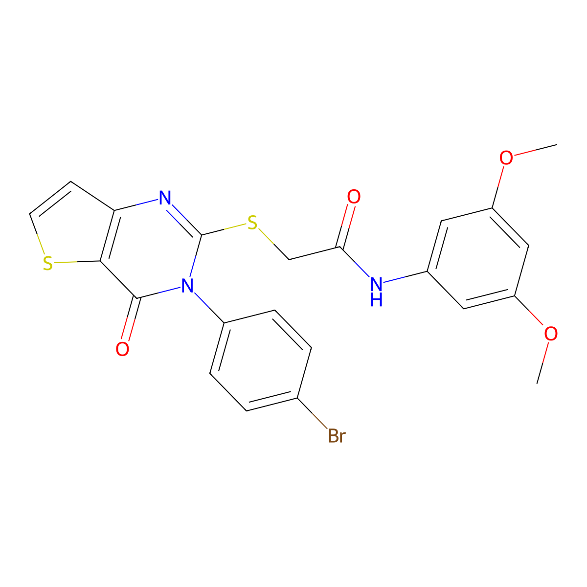 2-((3-(4-bromophenyl)-4-oxo-3,4-dihydrothieno[3,2-d]pyrimidin-2-yl)thio)-N-(3,5-dimethoxyphenyl)acetamide molecular structure, CAS 1788532-53-5