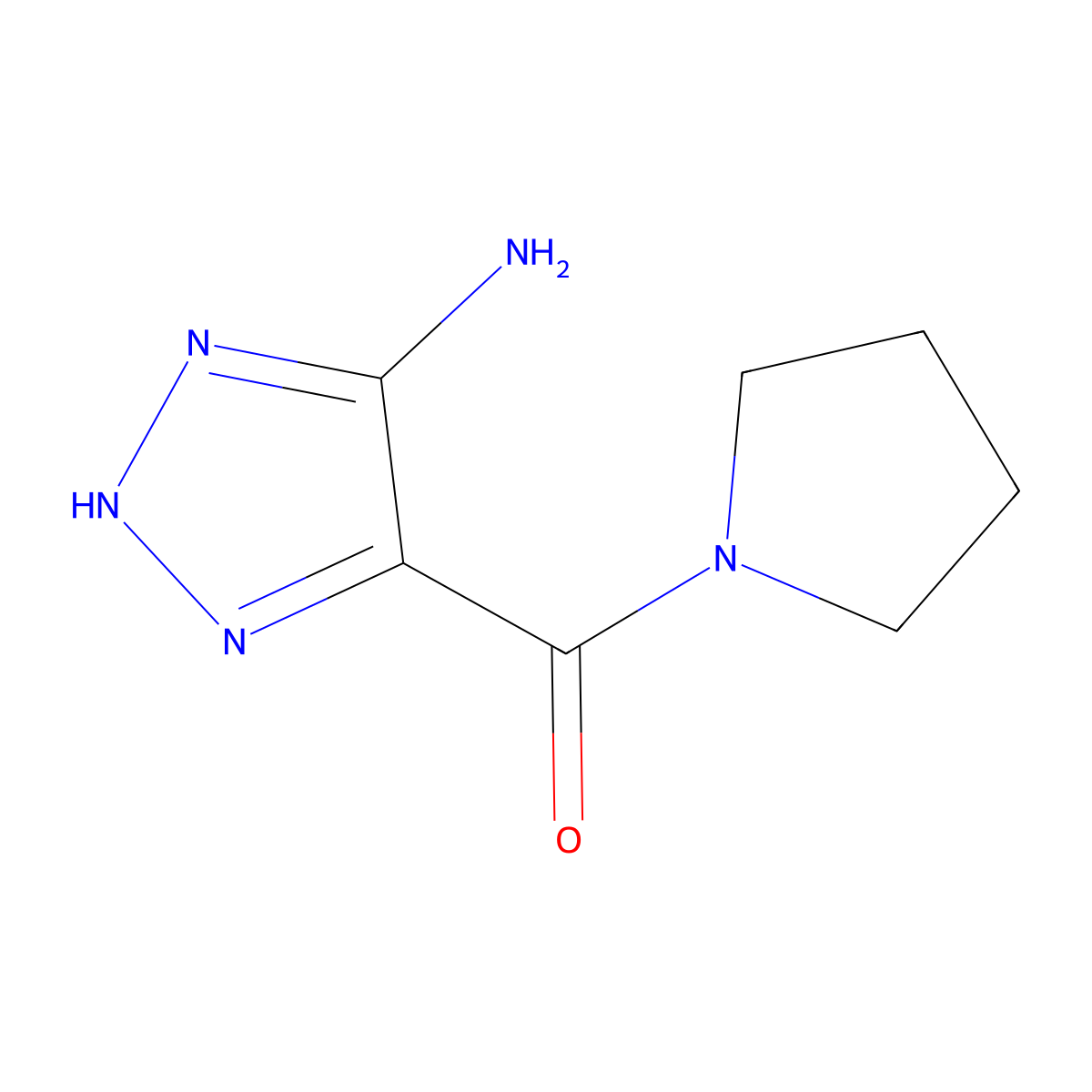 4-(pyrrolidine-1-carbonyl)-1H-1,2,3-triazol-5-amine molecular structure, CAS 1788532-59-1