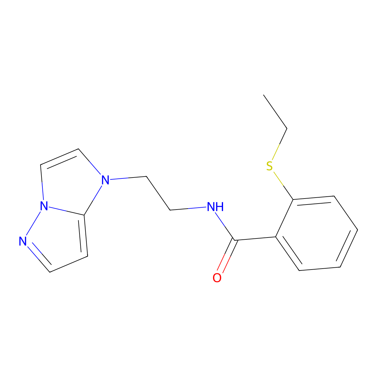 N-(2-(1H-imidazo[1,2-b]pyrazol-1-yl)ethyl)-2-(ethylthio)benzamide molecular structure, CAS 1788532-86-4