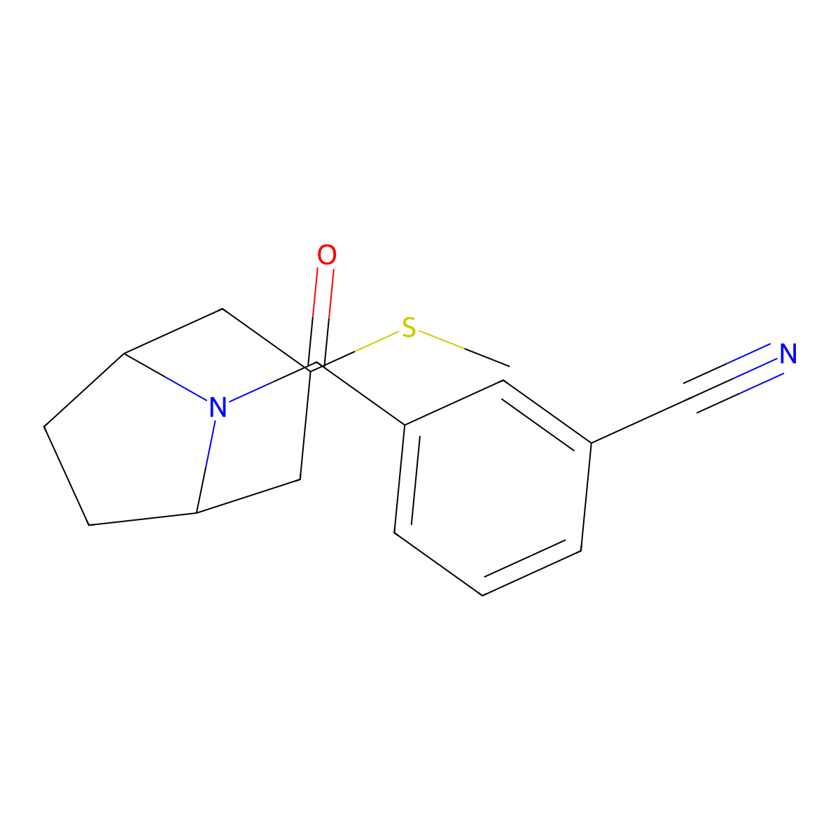3-((1R,5S)-3-(methylthio)-8-azabicyclo[3.2.1]octane-8-carbonyl)benzonitrile molecular structure, CAS 1788533-42-5