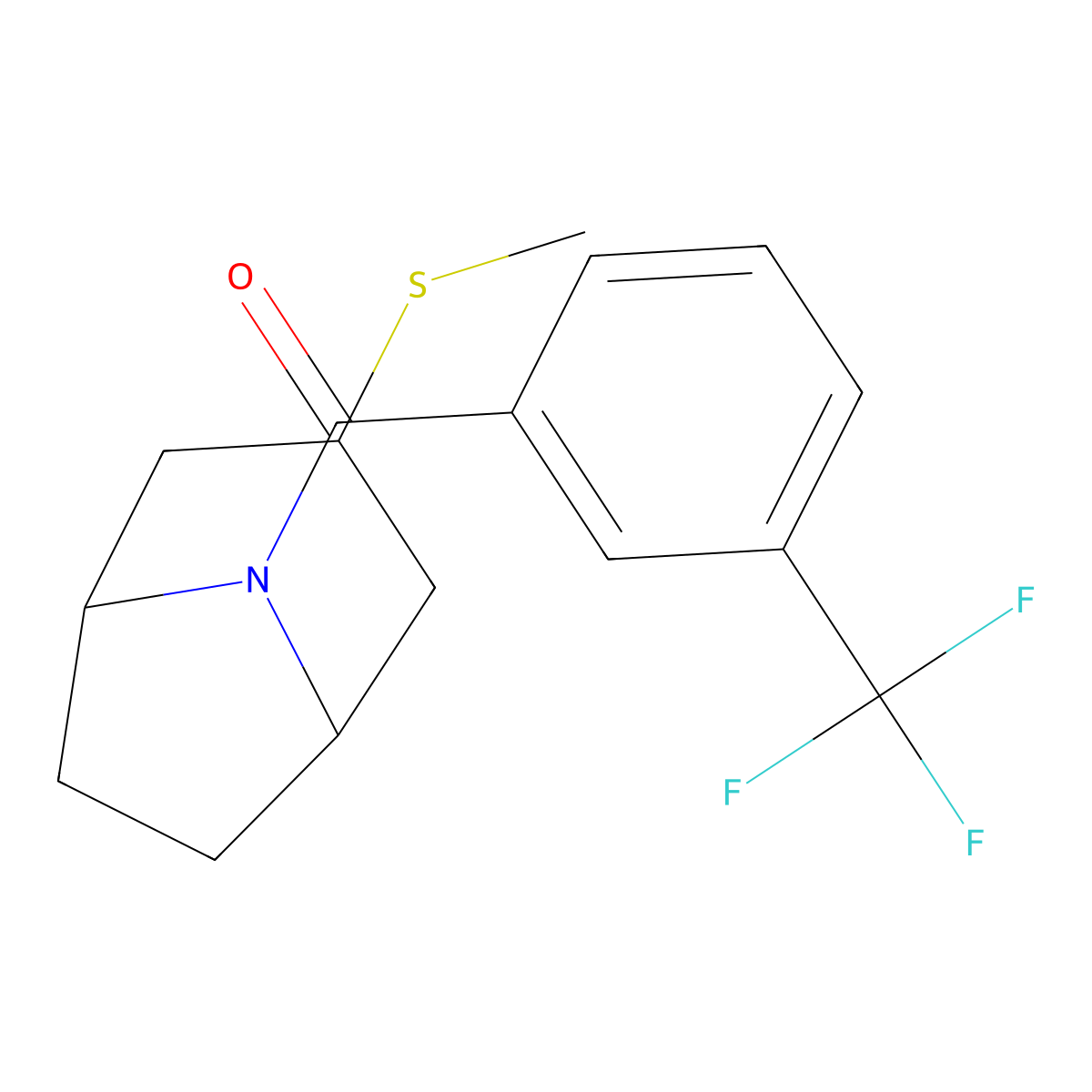 ((1R,5S)-3-(methylthio)-8-azabicyclo[3.2.1]octan-8-yl)(3-(trifluoromethyl)phenyl)methanone molecular structure, CAS 1788533-50-5