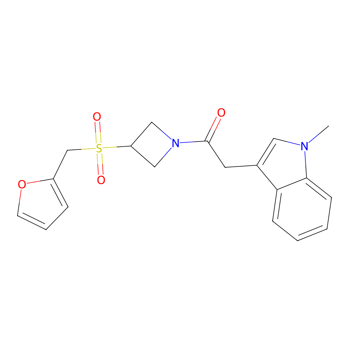 1-(3-((furan-2-ylmethyl)sulfonyl)azetidin-1-yl)-2-(1-methyl-1H-indol-3-yl)ethanone molecular structure, CAS 1788533-73-2