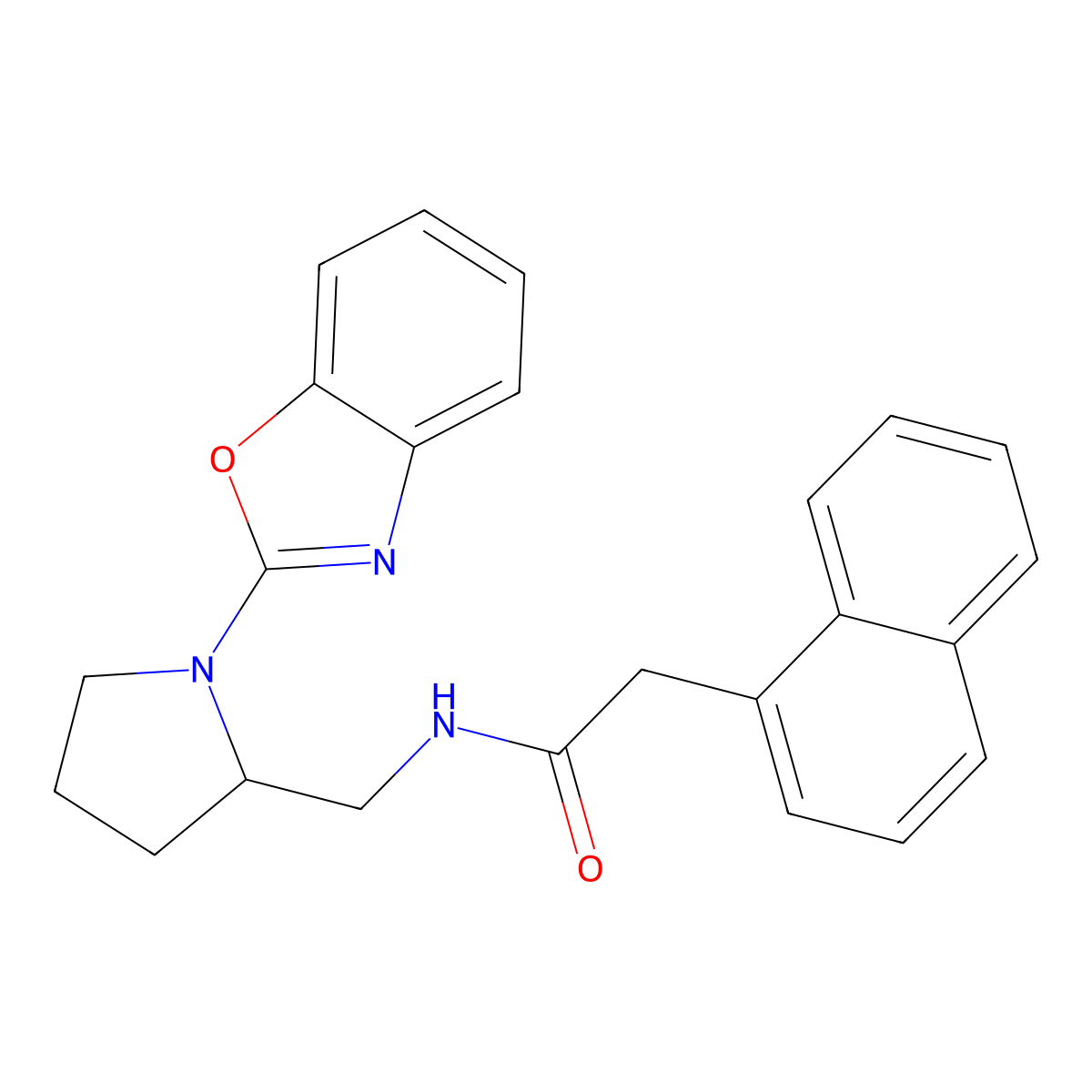 N-((1-(benzo[d]oxazol-2-yl)pyrrolidin-2-yl)methyl)-2-(naphthalen-1-yl)acetamide molecular structure, CAS 1788533-91-4