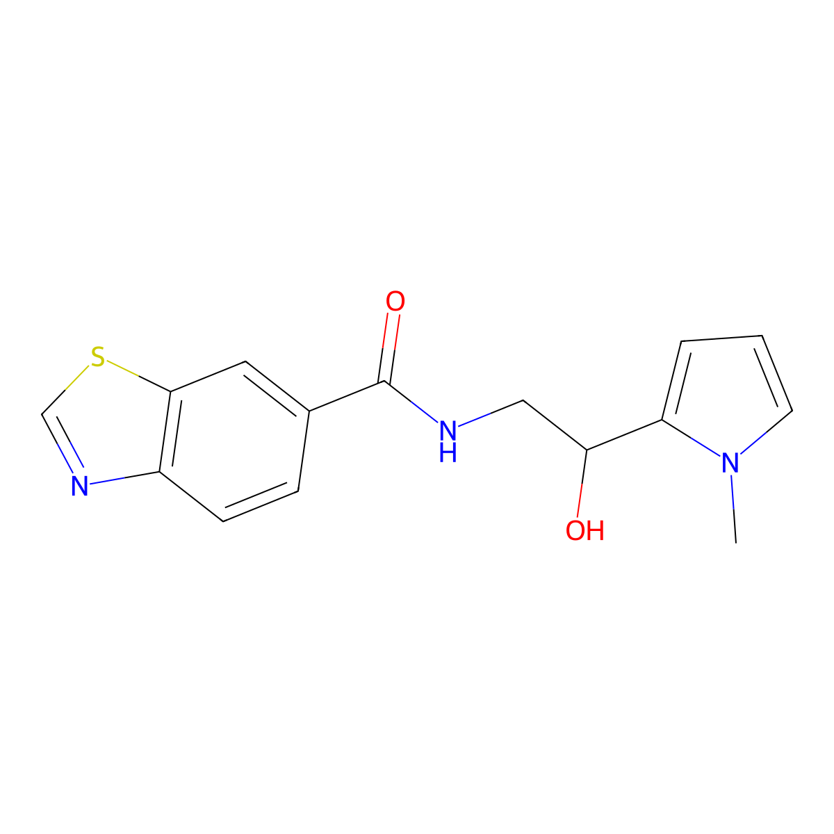 N-(2-hydroxy-2-(1-methyl-1H-pyrrol-2-yl)ethyl)benzo[d]thiazole-6-carboxamide molecular structure, CAS 1788541-60-5