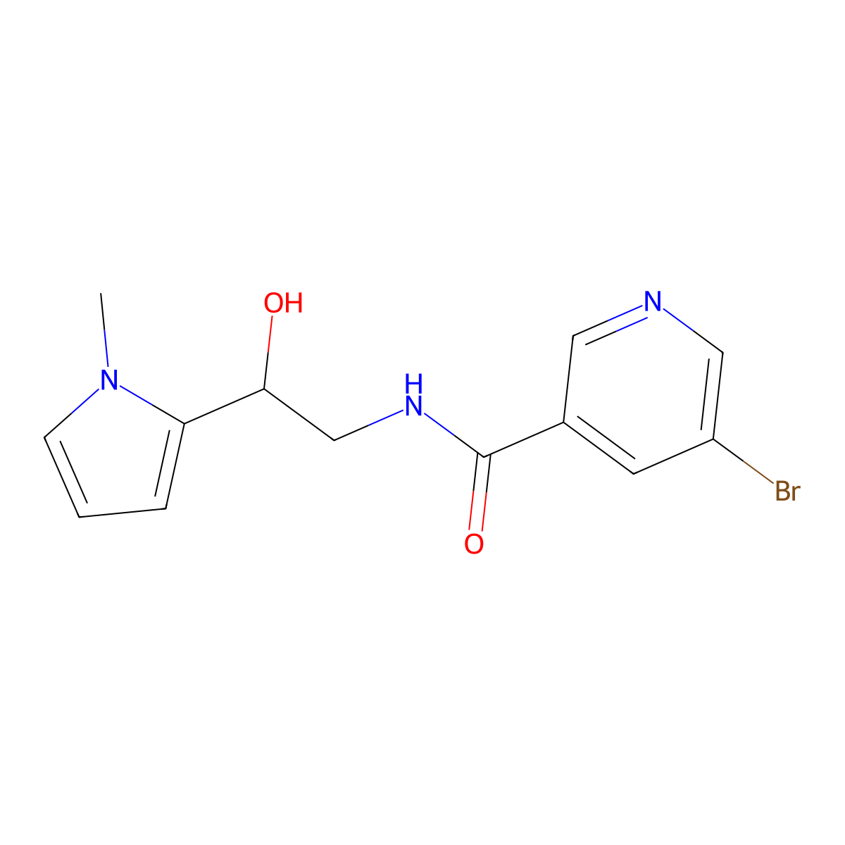 5-bromo-N-(2-hydroxy-2-(1-methyl-1H-pyrrol-2-yl)ethyl)nicotinamide molecular structure, CAS 1788541-65-0