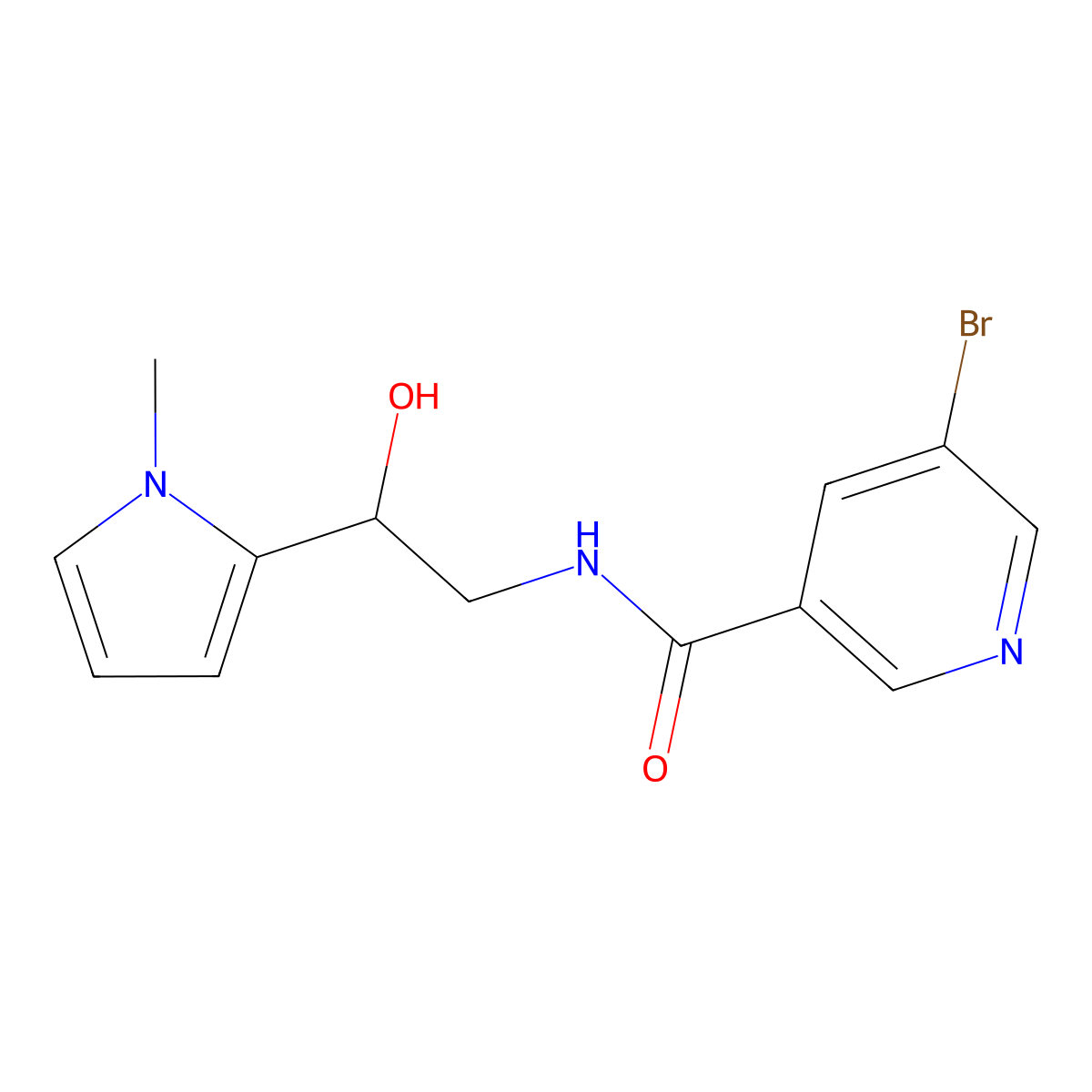 5-bromo-N-(2-hydroxy-2-(1-methyl-1H-pyrrol-2-yl)ethyl)nicotinamide molecular structure, CAS 1788541-65-0