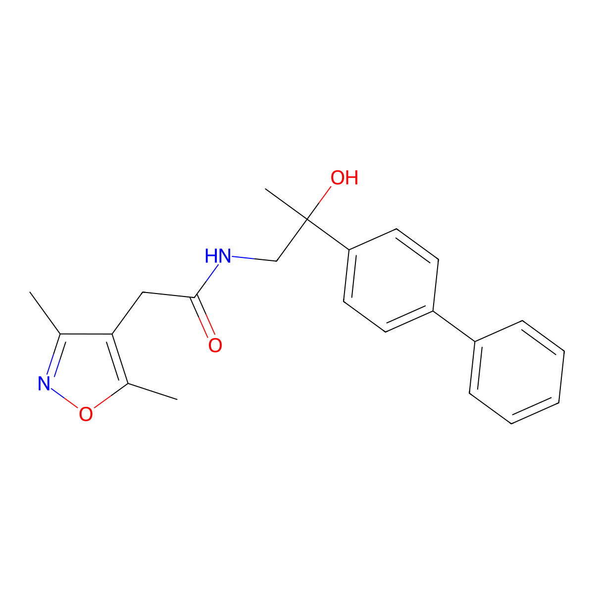 N-(2-([1,1'-biphenyl]-4-yl)-2-hydroxypropyl)-2-(3,5-dimethylisoxazol-4-yl)acetamide molecular structure, CAS 1788541-90-1