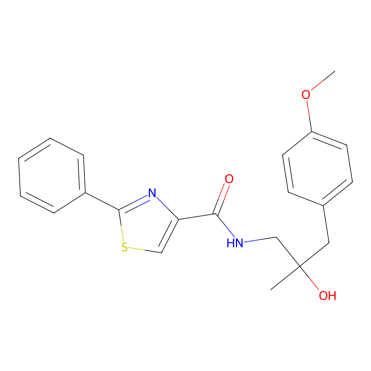 N-(2-hydroxy-3-(4-methoxyphenyl)-2-methylpropyl)-2-phenylthiazole-4-carboxamide molecular structure, CAS 1788542-01-7