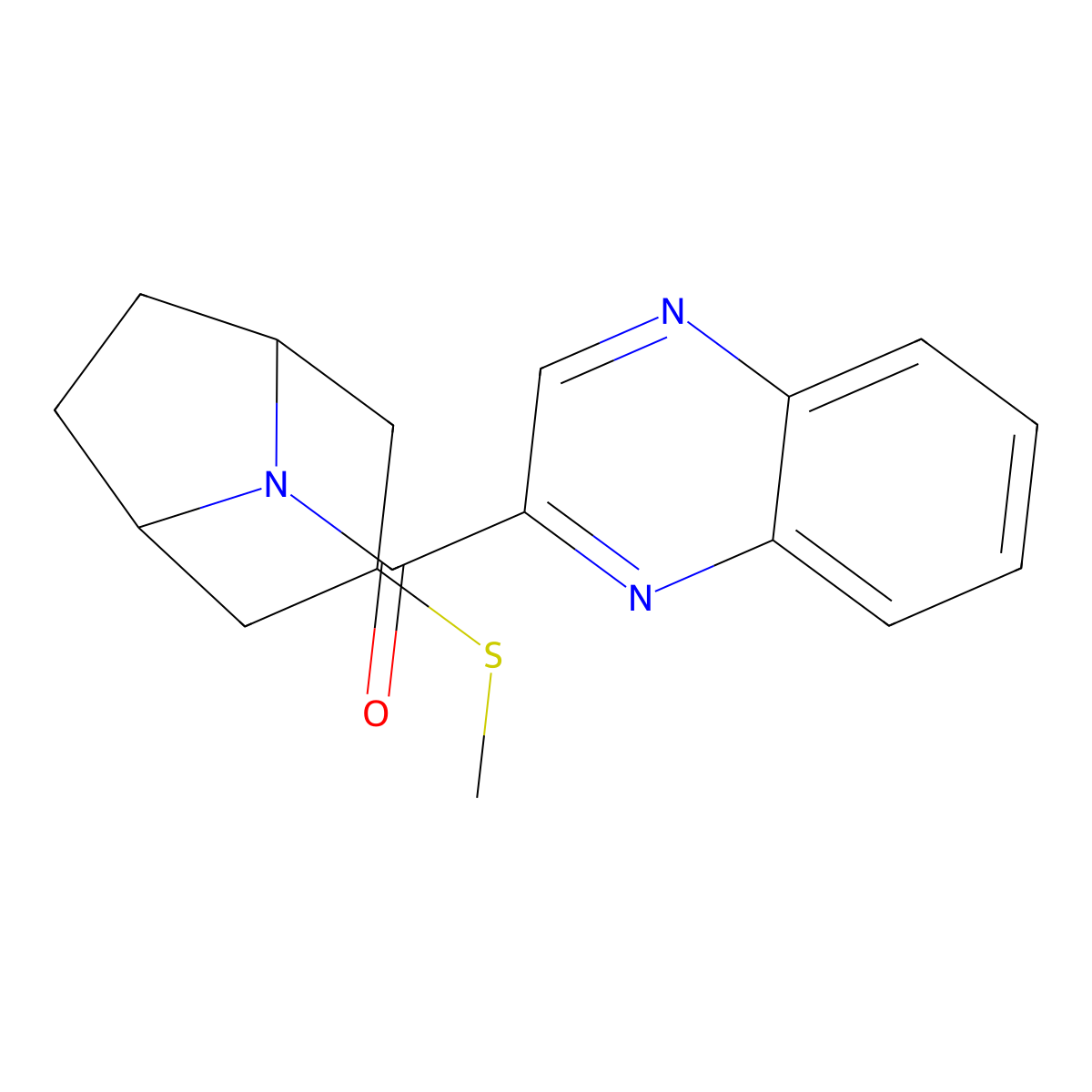 ((1R,5S)-3-(methylthio)-8-azabicyclo[3.2.1]octan-8-yl)(quinoxalin-2-yl)methanone molecular structure, CAS 1788542-21-1