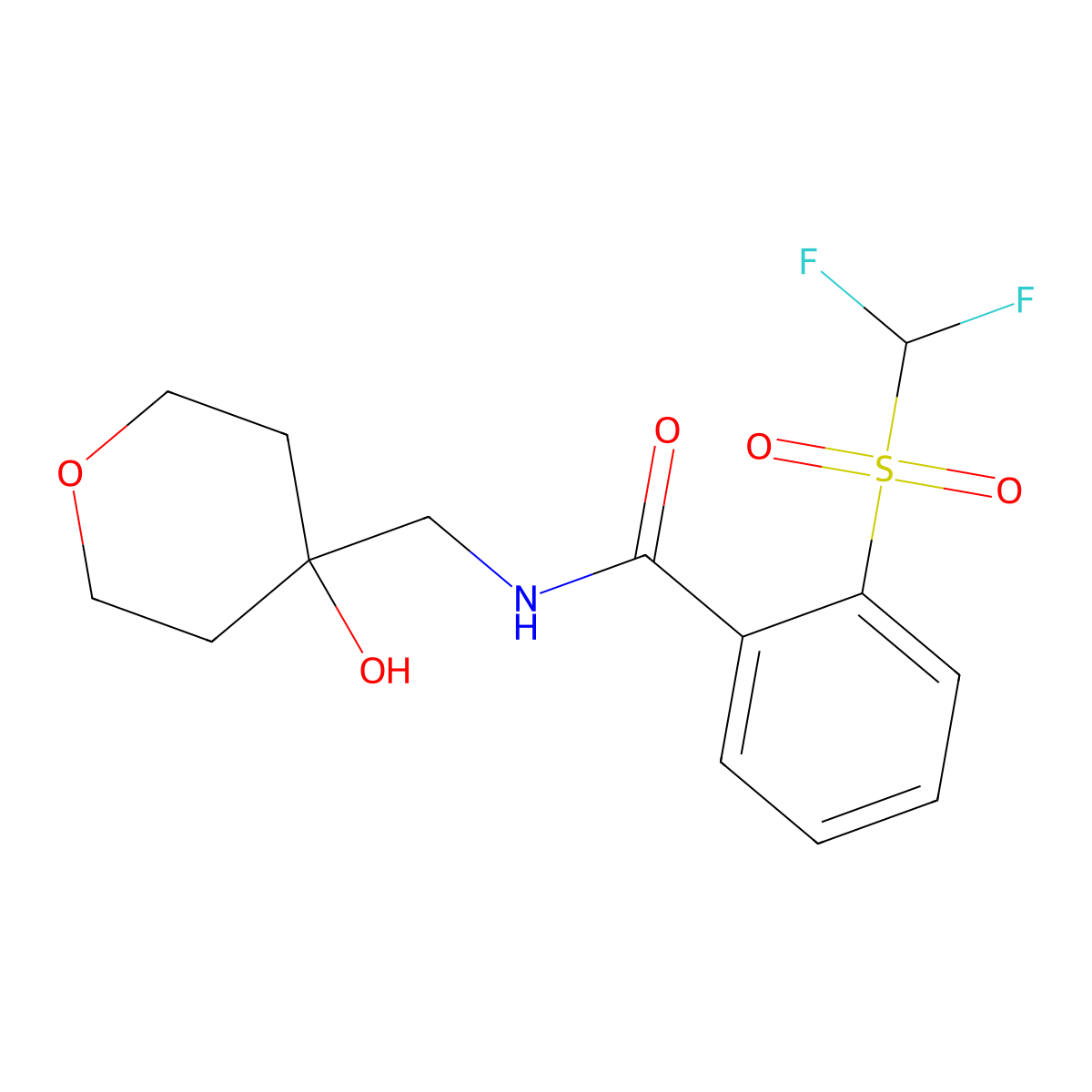 2-((difluoromethyl)sulfonyl)-N-((4-hydroxytetrahydro-2H-pyran-4-yl)methyl)benzamide molecular structure, CAS 1788542-52-8