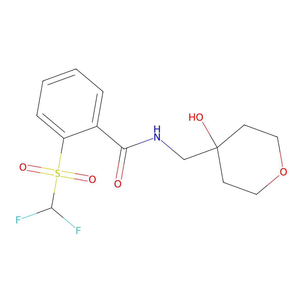 2-((difluoromethyl)sulfonyl)-N-((4-hydroxytetrahydro-2H-pyran-4-yl)methyl)benzamide molecular structure, CAS 1788542-52-8