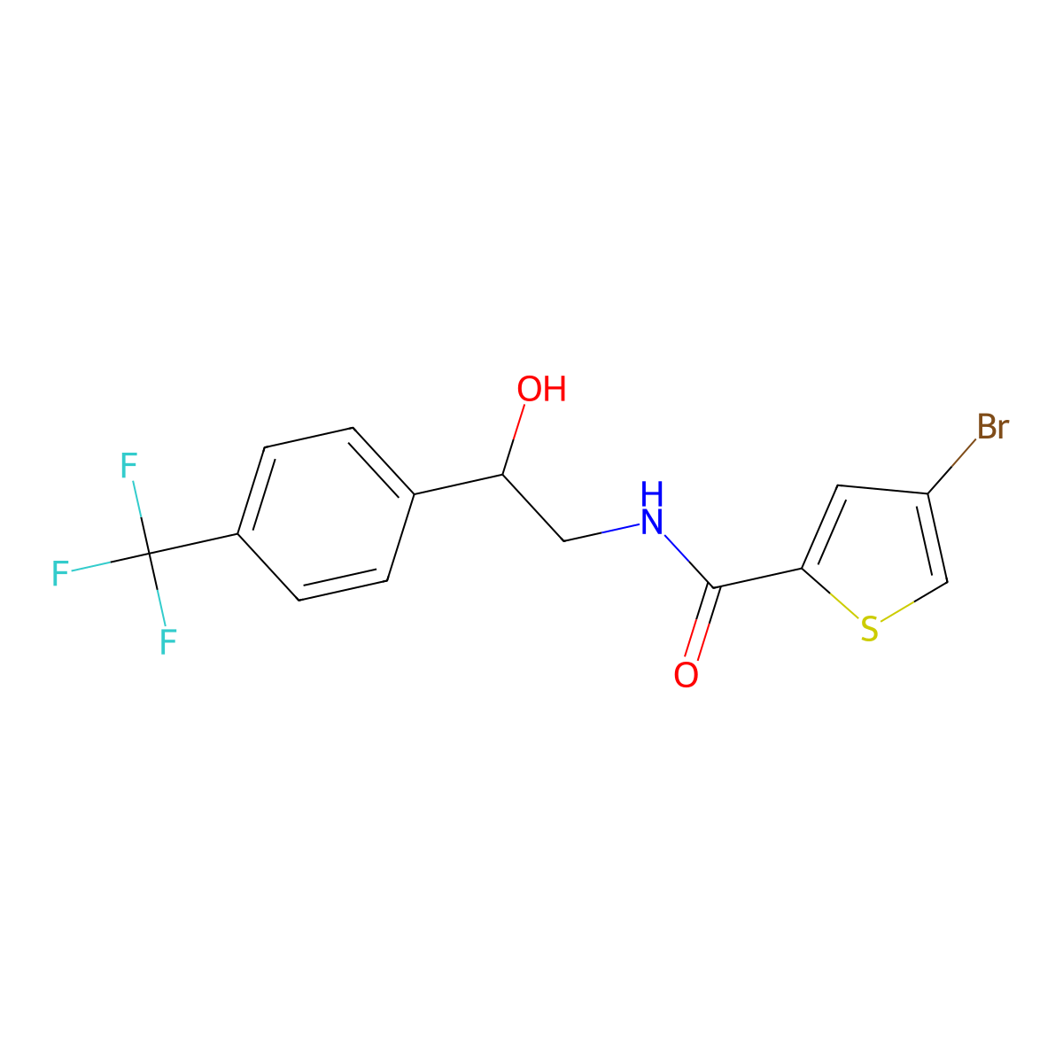 4-bromo-N-{2-hydroxy-2-[4-(trifluoromethyl)phenyl]ethyl}thiophene-2-carboxamide molecular structure, CAS 1788542-77-7