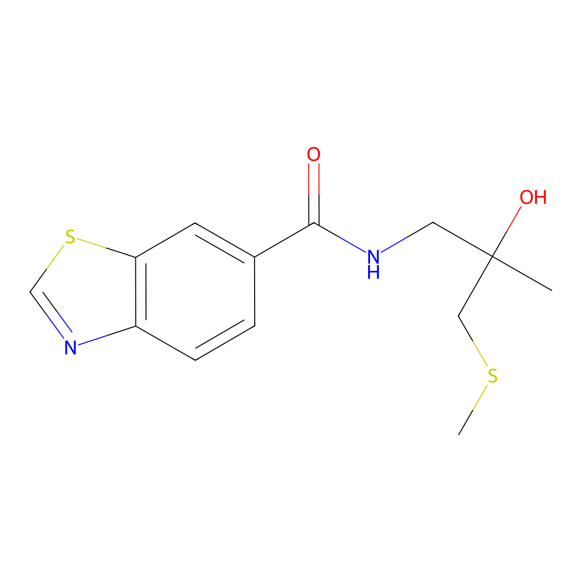 N-(2-hydroxy-2-methyl-3-(methylthio)propyl)benzo[d]thiazole-6-carboxamide molecular structure, CAS 1788542-85-7