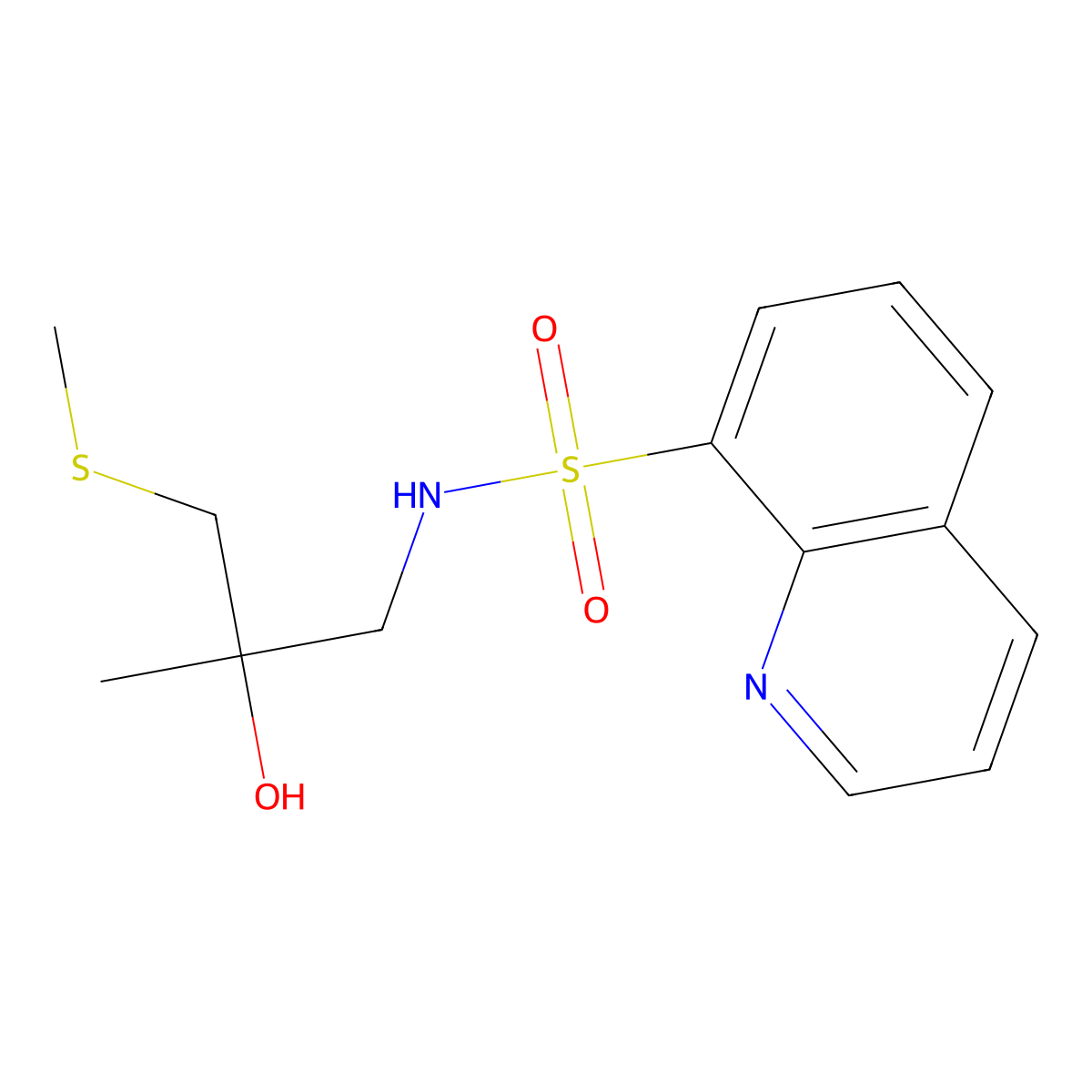 N-(2-hydroxy-2-methyl-3-(methylthio)propyl)quinoline-8-sulfonamide molecular structure, CAS 1788542-90-4