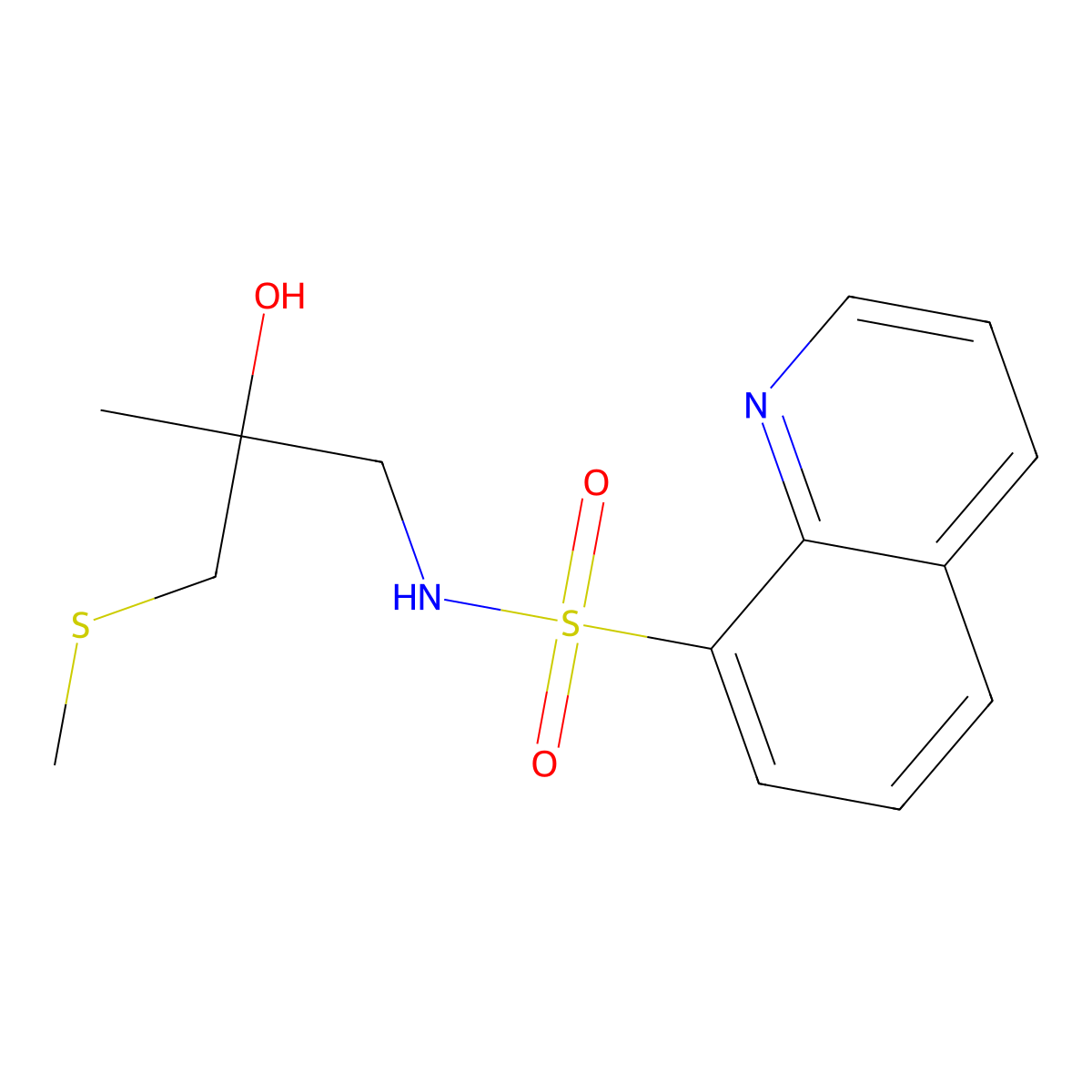 N-(2-hydroxy-2-methyl-3-(methylthio)propyl)quinoline-8-sulfonamide molecular structure, CAS 1788542-90-4