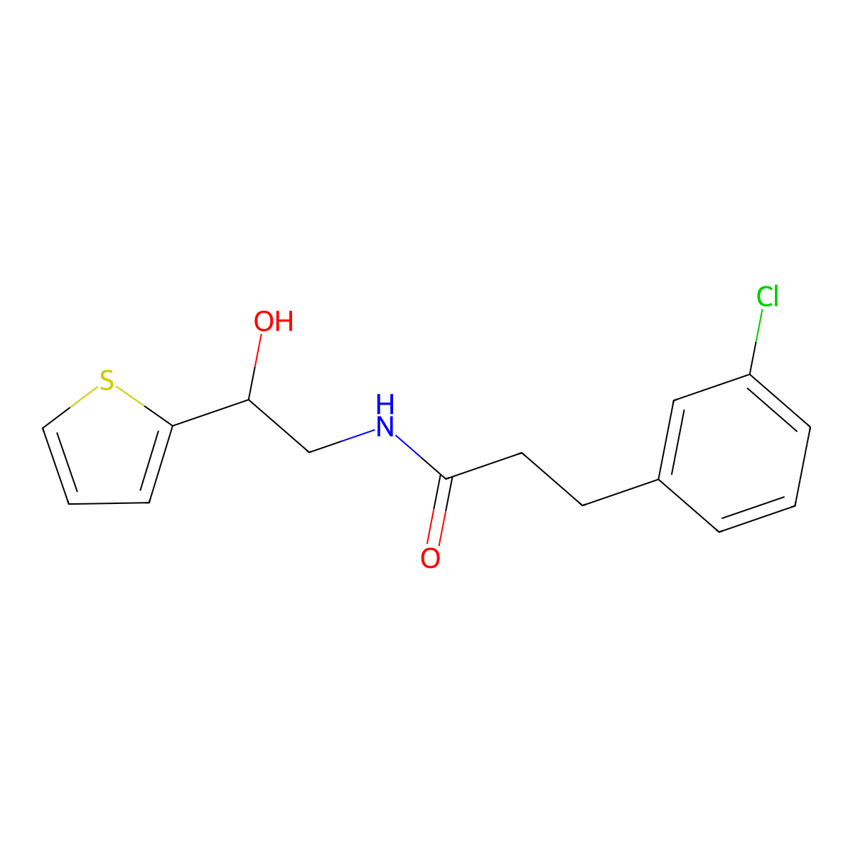 3-(3-chlorophenyl)-N-[2-hydroxy-2-(thiophen-2-yl)ethyl]propanamide molecular structure, CAS 1788542-96-0
