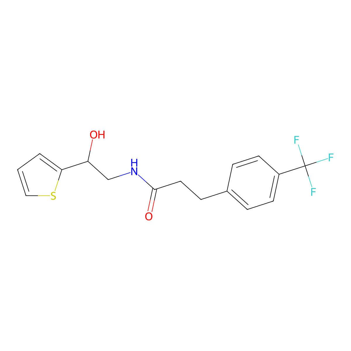 N-(2-hydroxy-2-(thiophen-2-yl)ethyl)-3-(4-(trifluoromethyl)phenyl)propanamide molecular structure, CAS 1788542-97-1