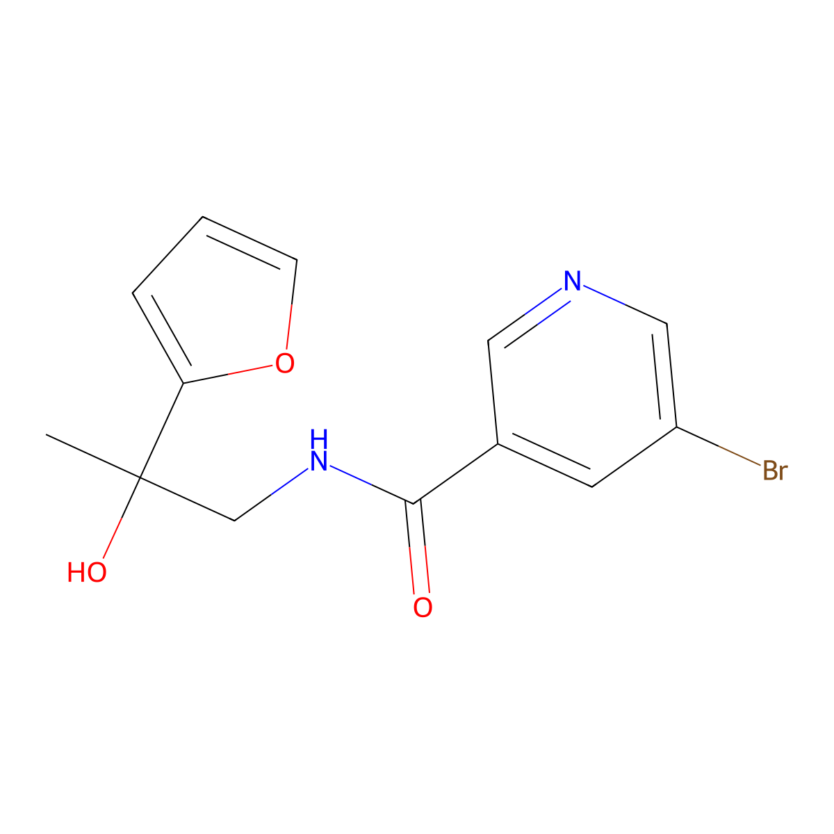 5-bromo-N-(2-(furan-2-yl)-2-hydroxypropyl)nicotinamide molecular structure, CAS 1788542-98-2