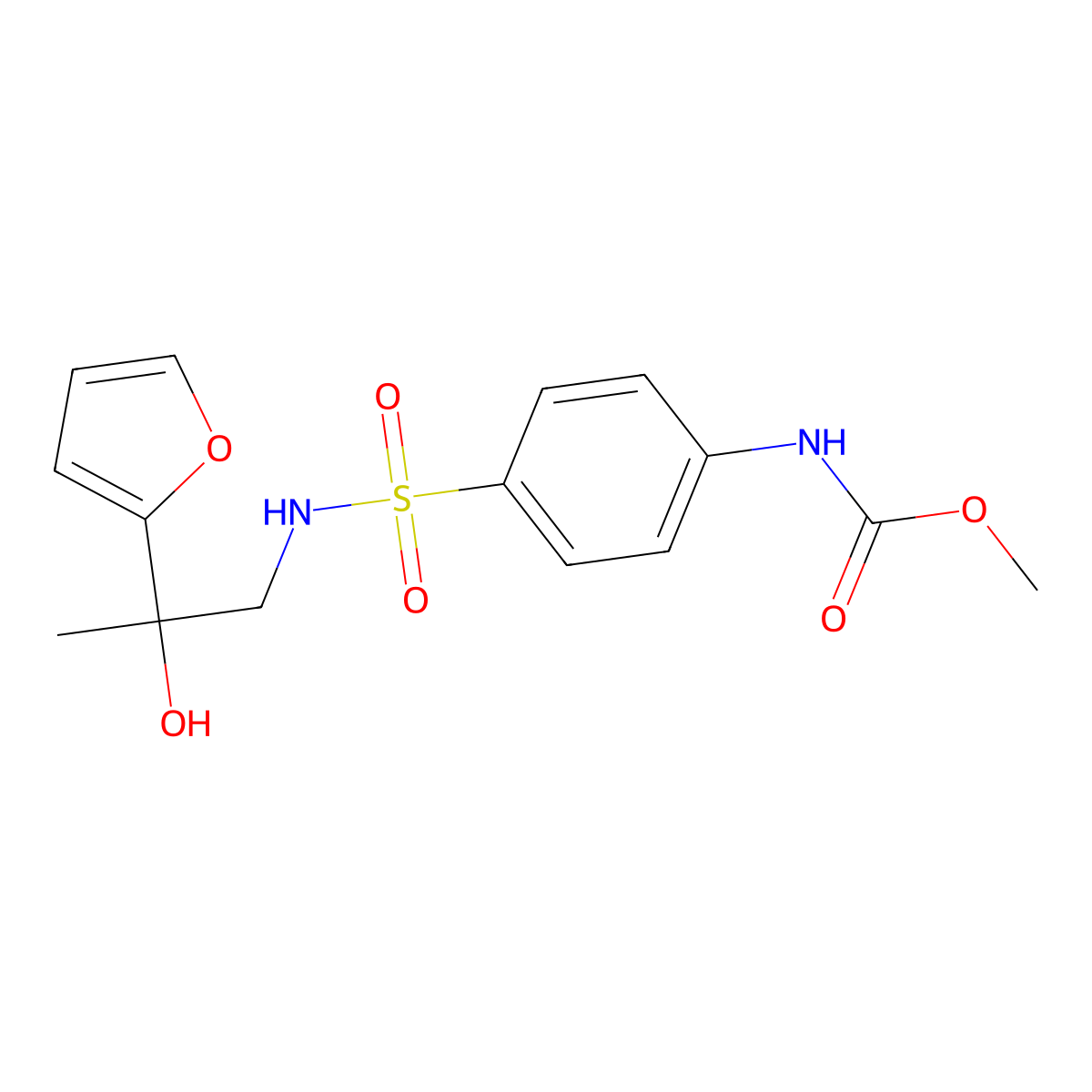 methyl (4-(N-(2-(furan-2-yl)-2-hydroxypropyl)sulfamoyl)phenyl)carbamate molecular structure, CAS 1788543-01-0