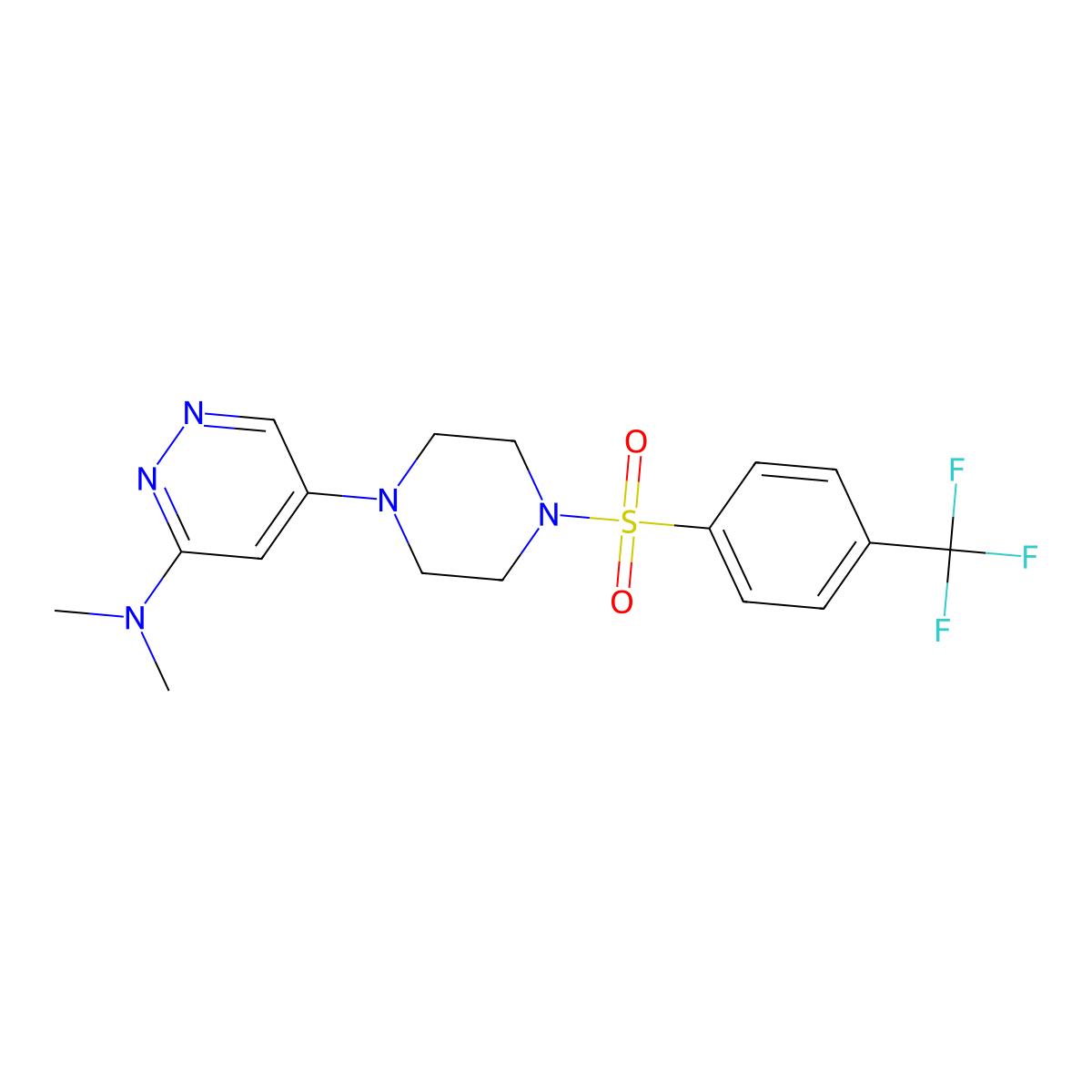N,N-dimethyl-5-(4-((4-(trifluoromethyl)phenyl)sulfonyl)piperazin-1-yl)pyridazin-3-amine molecular structure, CAS 1788543-08-7