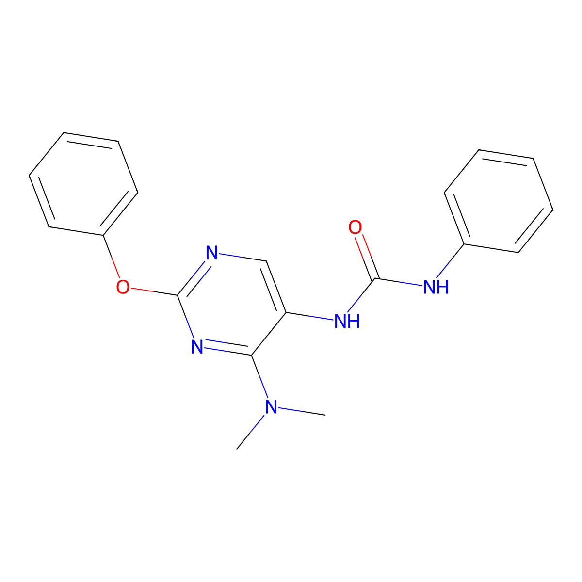 1-(4-(Dimethylamino)-2-phenoxypyrimidin-5-yl)-3-phenylurea molecular structure, CAS 1788543-15-6