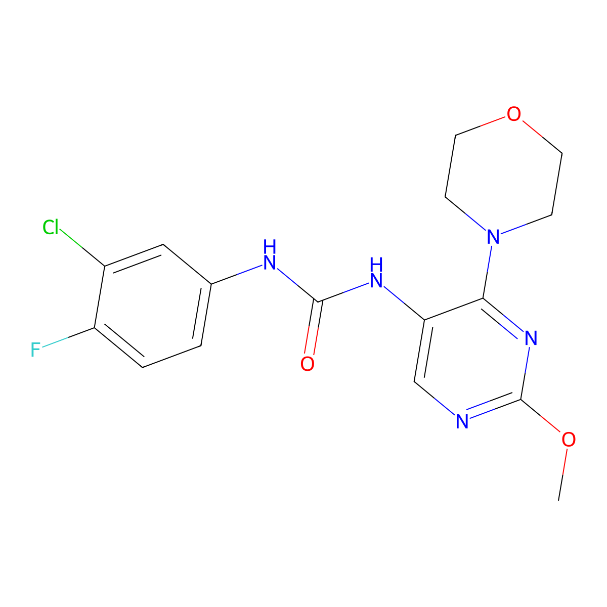 1-(3-Chloro-4-fluorophenyl)-3-(2-methoxy-4-morpholinopyrimidin-5-yl)urea molecular structure, CAS 1788543-17-8