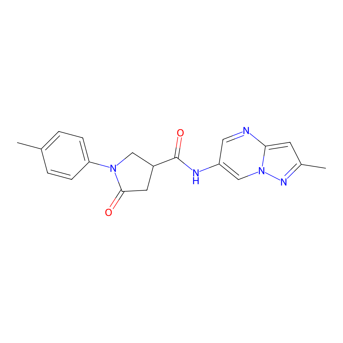 N-(2-methylpyrazolo[1,5-a]pyrimidin-6-yl)-5-oxo-1-(p-tolyl)pyrrolidine-3-carboxamide molecular structure, CAS 1788543-18-9