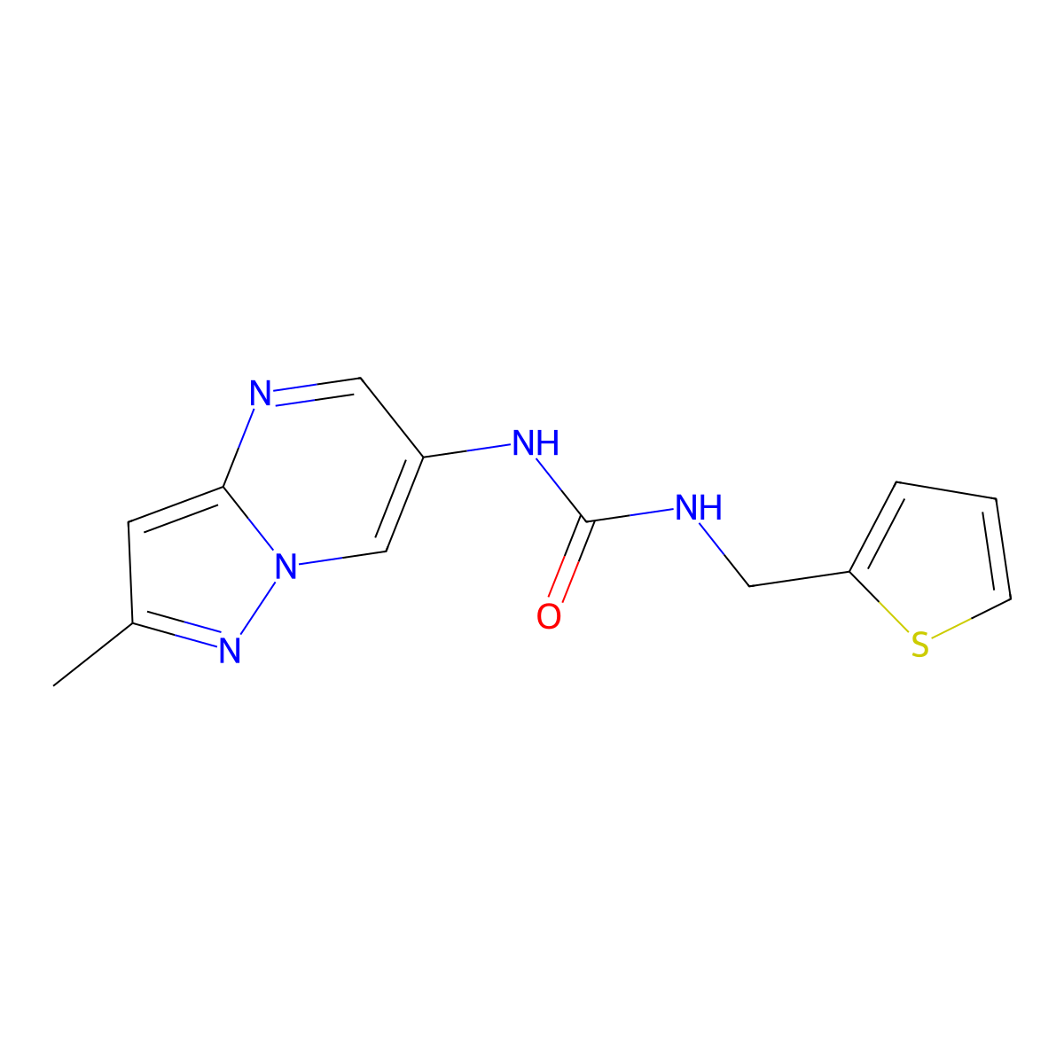 1-(2-Methylpyrazolo[1,5-a]pyrimidin-6-yl)-3-(thiophen-2-ylmethyl)urea molecular structure, CAS 1788543-20-3