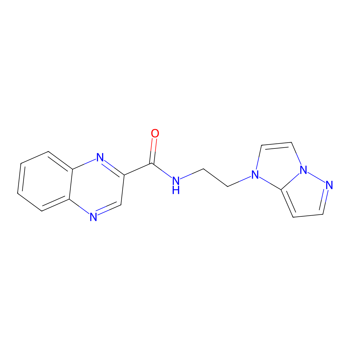 N-(2-(1H-imidazo[1,2-b]pyrazol-1-yl)ethyl)quinoxaline-2-carboxamide molecular structure, CAS 1788543-29-2