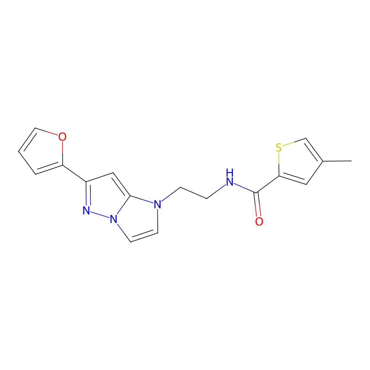 N-(2-(6-(furan-2-yl)-1H-imidazo[1,2-b]pyrazol-1-yl)ethyl)-4-methylthiophene-2-carboxamide molecular structure, CAS 1788543-44-1