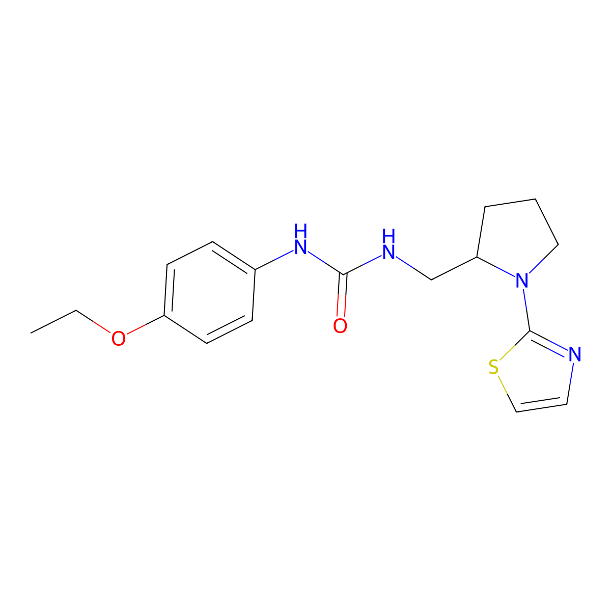 1-(4-Ethoxyphenyl)-3-((1-(thiazol-2-yl)pyrrolidin-2-yl)methyl)urea molecular structure, CAS 1788556-50-2