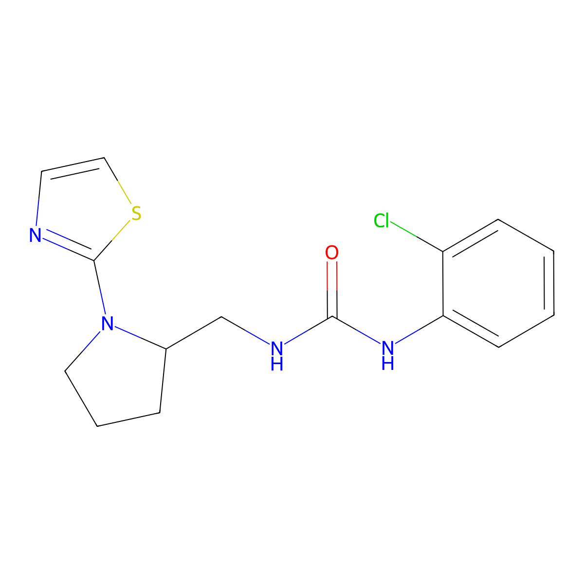 1-(2-Chlorophenyl)-3-{[1-(1,3-thiazol-2-yl)pyrrolidin-2-yl]methyl}urea molecular structure, CAS 1788556-56-8