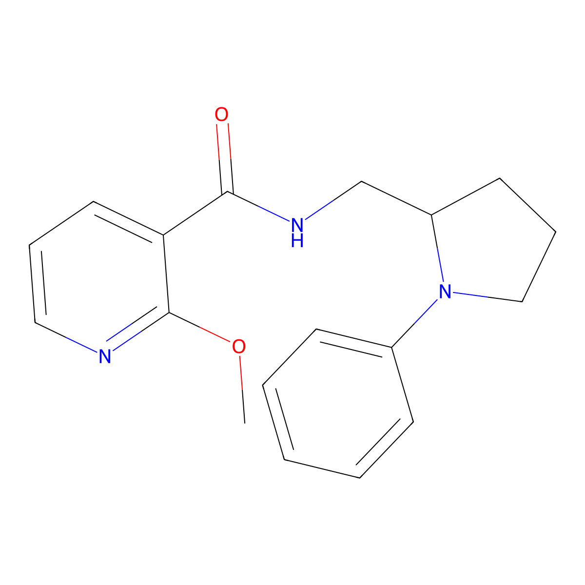 2-methoxy-N-((1-phenylpyrrolidin-2-yl)methyl)nicotinamide molecular structure, CAS 1788556-78-4