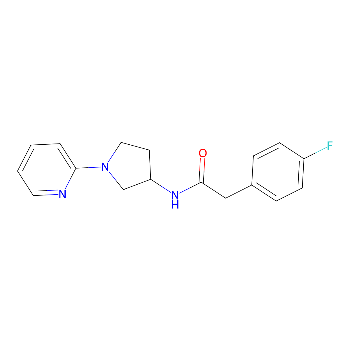 2-(4-fluorophenyl)-N-(1-(pyridin-2-yl)pyrrolidin-3-yl)acetamide molecular structure, CAS 1788557-25-4