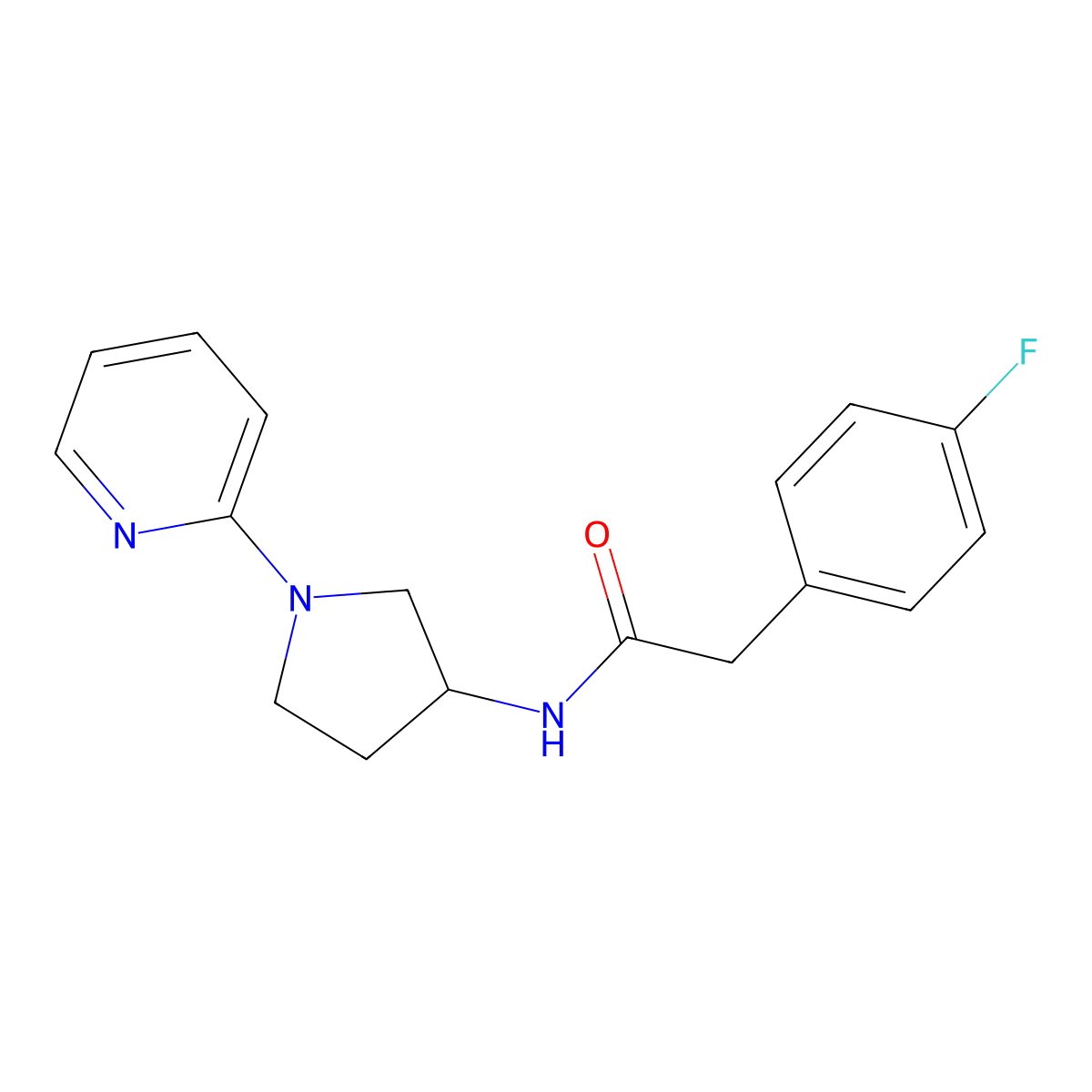 2-(4-fluorophenyl)-N-(1-(pyridin-2-yl)pyrrolidin-3-yl)acetamide molecular structure, CAS 1788557-25-4
