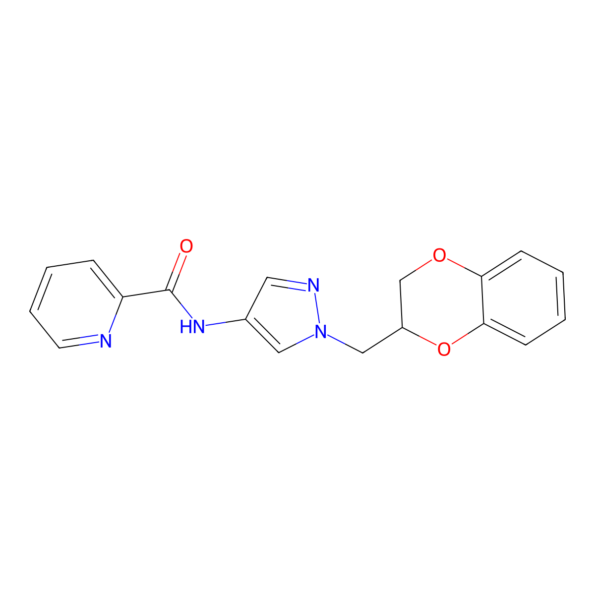 N-(1-((2,3-dihydrobenzo[b][1,4]dioxin-2-yl)methyl)-1H-pyrazol-4-yl)picolinamide molecular structure, CAS 1788557-48-1