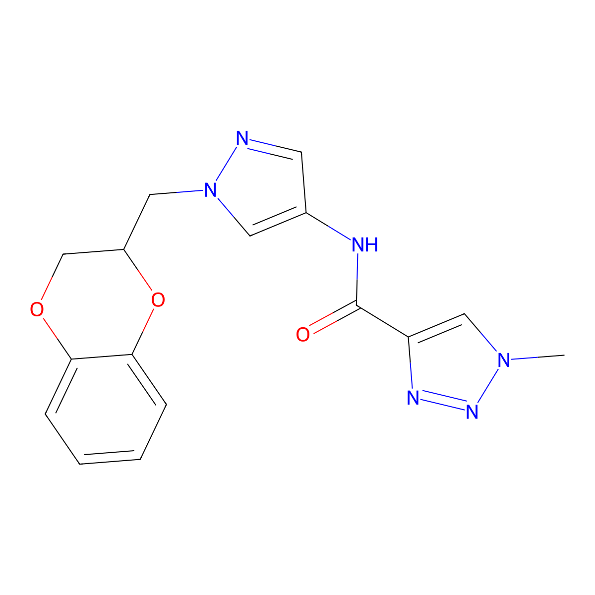 N-(1-((2,3-dihydrobenzo[b][1,4]dioxin-2-yl)methyl)-1H-pyrazol-4-yl)-1-methyl-1H-1,2,3-triazole-4-carboxamide molecular structure, CAS 1788557-53-8