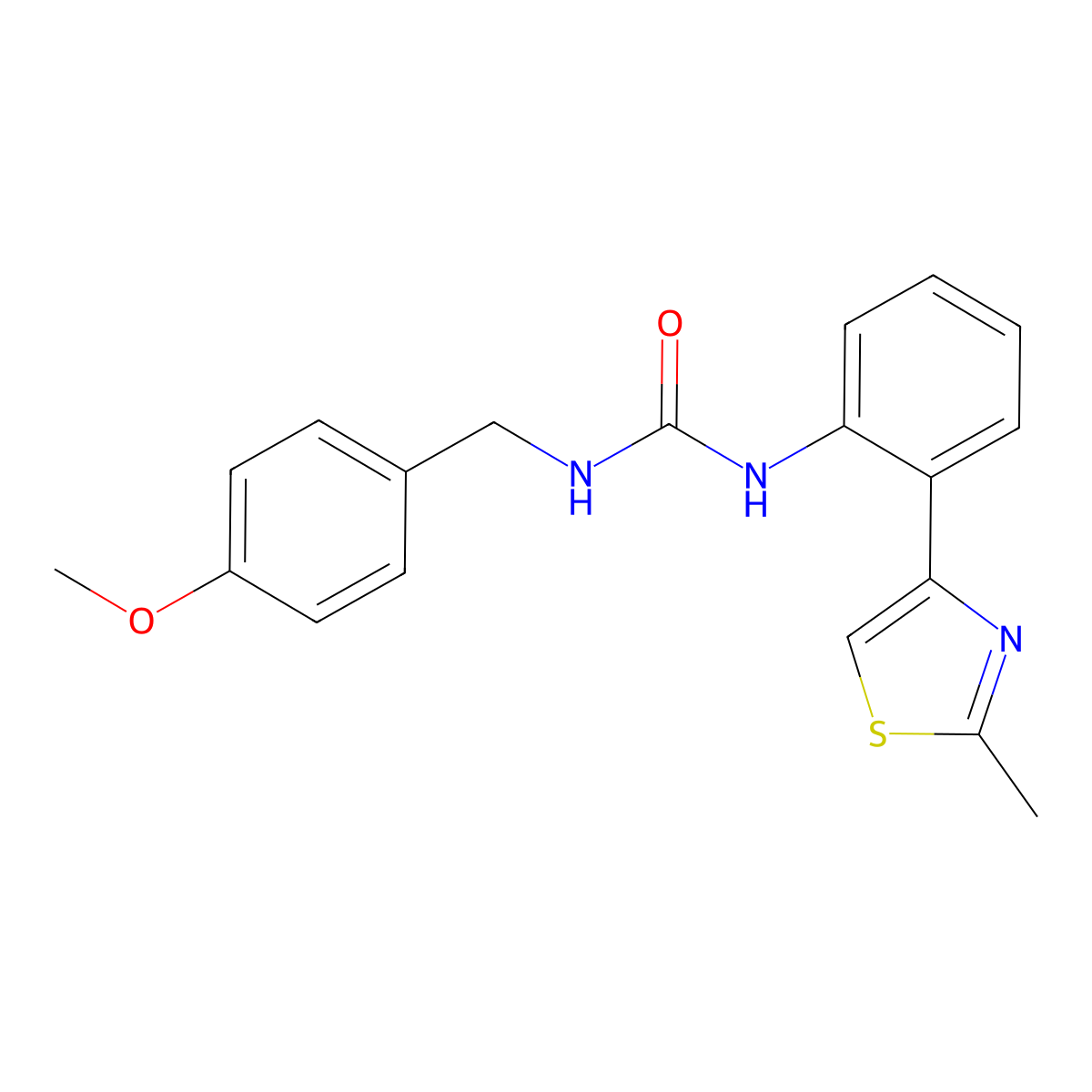 1-(4-Methoxybenzyl)-3-(2-(2-methylthiazol-4-yl)phenyl)urea molecular structure, CAS 1788557-61-8