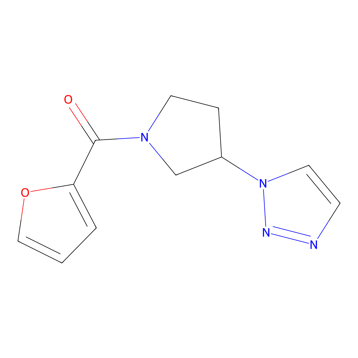 (3-(1H-1,2,3-triazol-1-yl)pyrrolidin-1-yl)(furan-2-yl)methanone molecular structure, CAS 1788557-77-6
