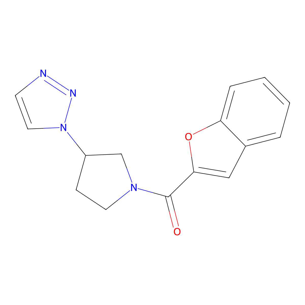 (3-(1H-1,2,3-triazol-1-yl)pyrrolidin-1-yl)(benzofuran-2-yl)methanone molecular structure, CAS 1788557-83-4