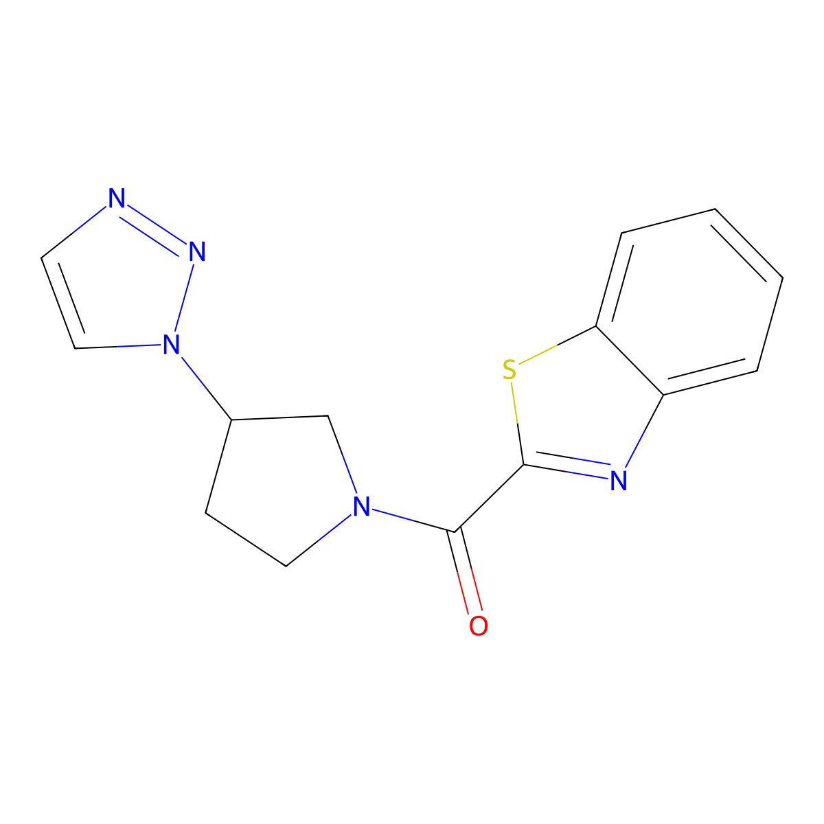 (3-(1H-1,2,3-triazol-1-yl)pyrrolidin-1-yl)(benzo[d]thiazol-2-yl)methanone molecular structure, CAS 1788557-85-6