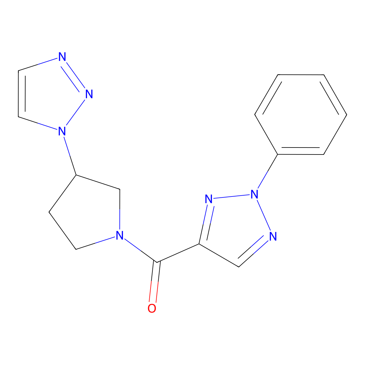 (3-(1H-1,2,3-triazol-1-yl)pyrrolidin-1-yl)(2-phenyl-2H-1,2,3-triazol-4-yl)methanone molecular structure, CAS 1788557-89-0