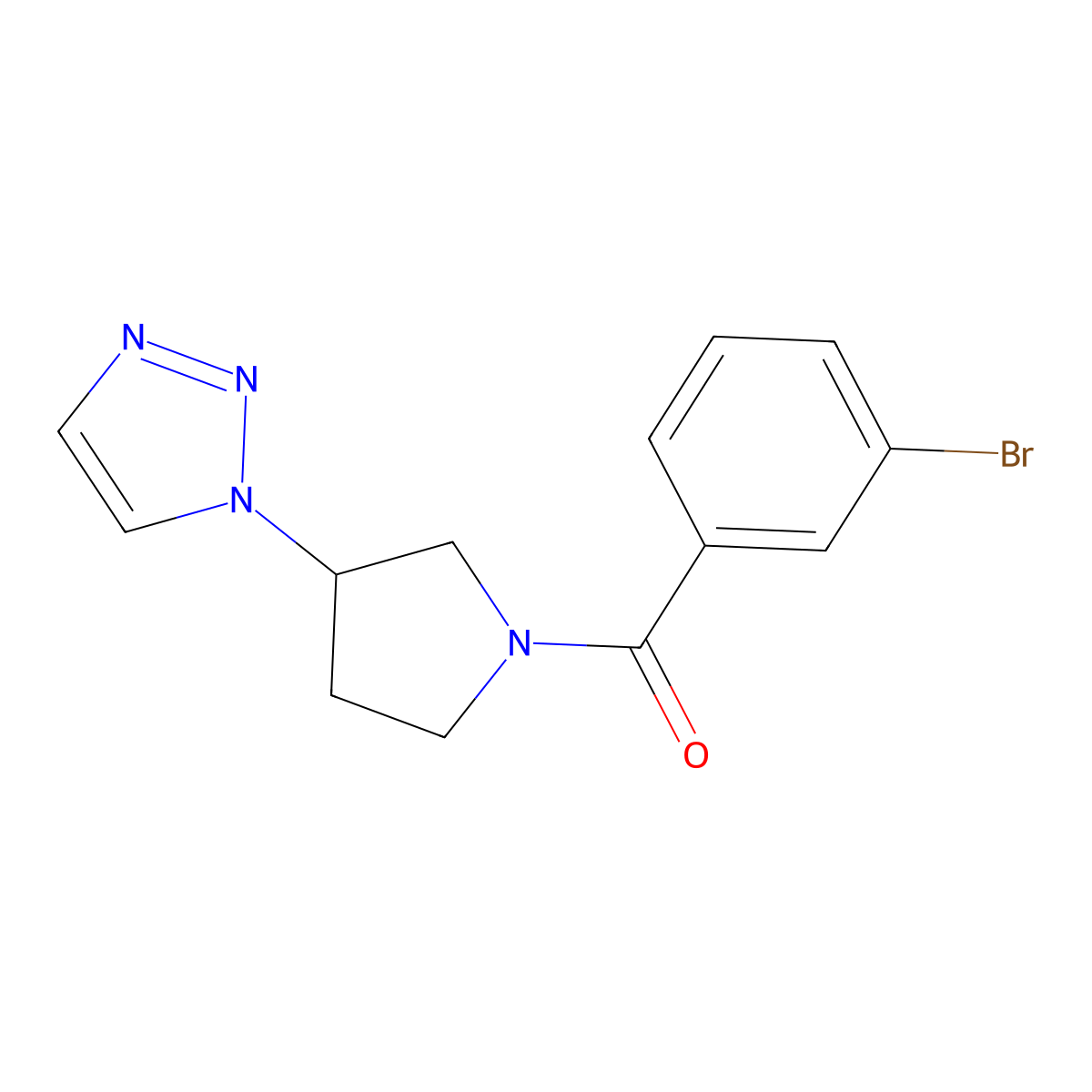 (3-(1H-1,2,3-triazol-1-yl)pyrrolidin-1-yl)(3-bromophenyl)methanone molecular structure, CAS 1788557-97-0