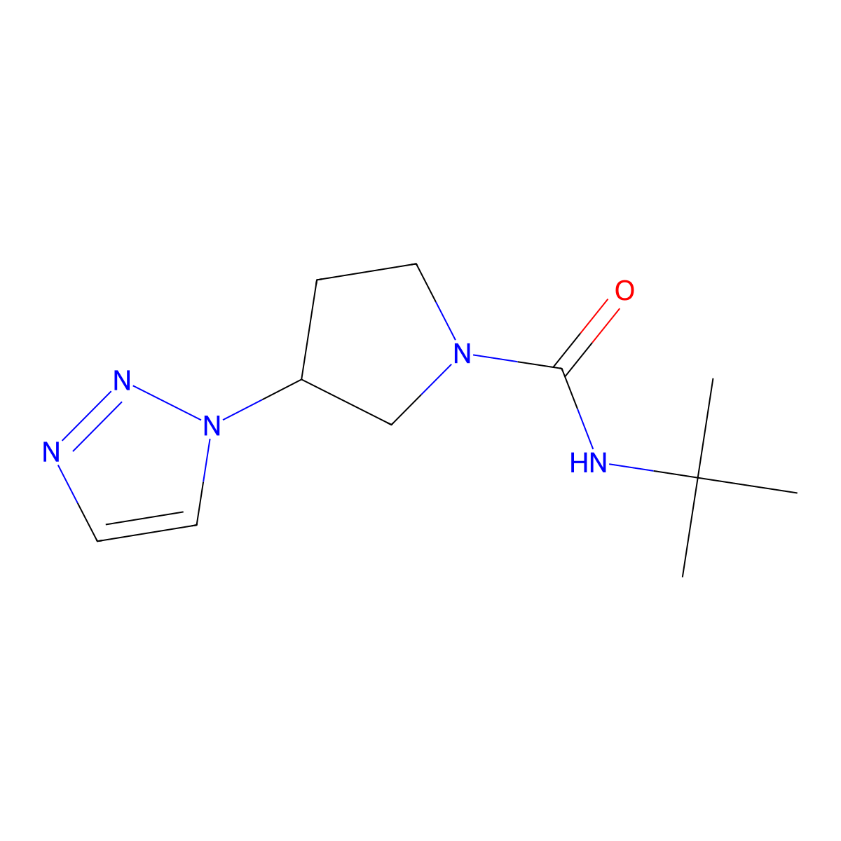 N-(tert-butyl)-3-(1H-1,2,3-triazol-1-yl)pyrrolidine-1-carboxamide molecular structure, CAS 1788558-01-9