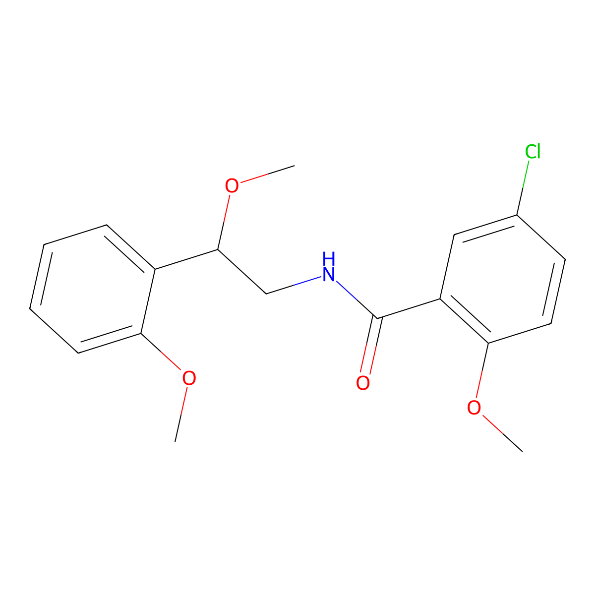 5-chloro-2-methoxy-N-[2-methoxy-2-(2-methoxyphenyl)ethyl]benzamide molecular structure, CAS 1788558-17-7