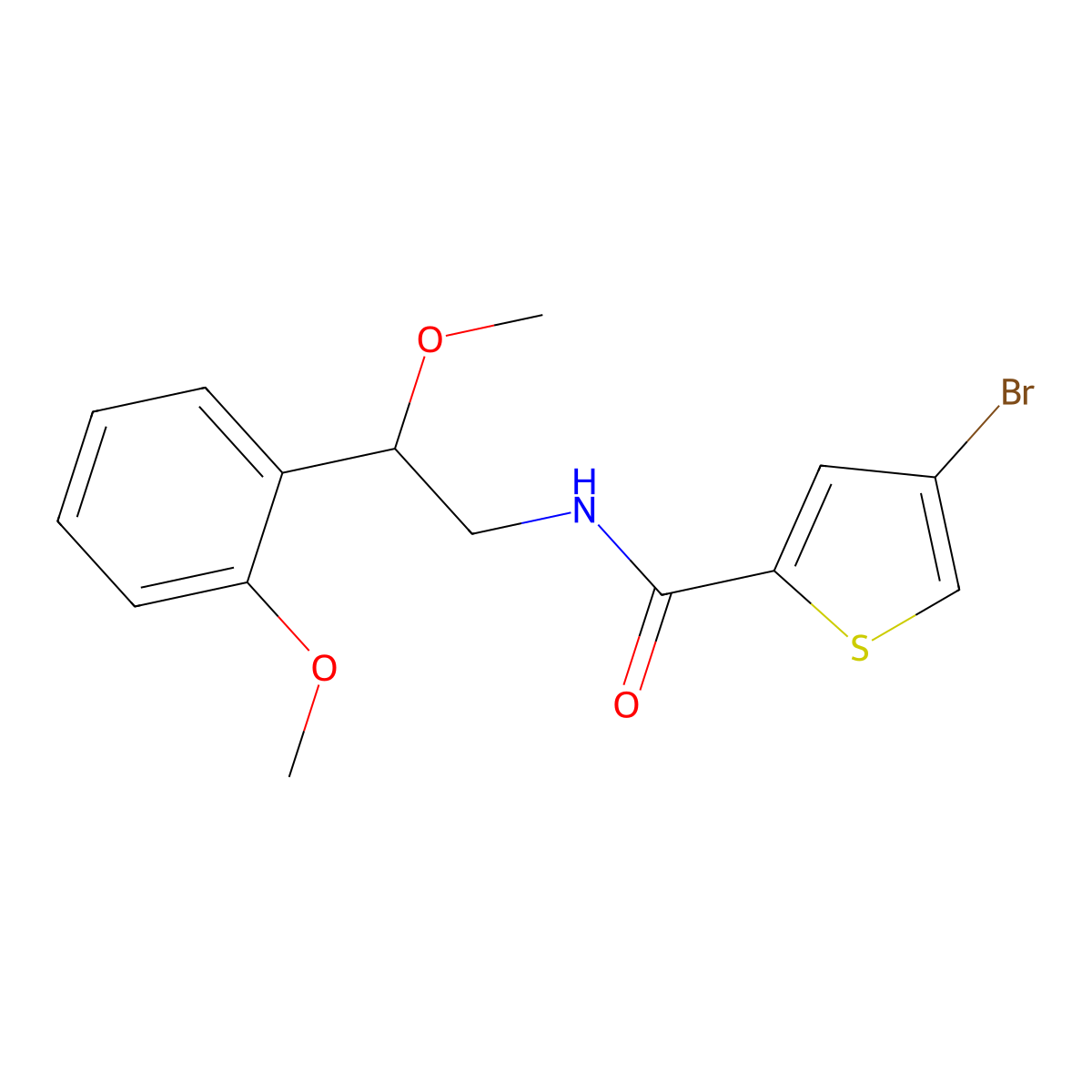 4-bromo-N-[2-methoxy-2-(2-methoxyphenyl)ethyl]thiophene-2-carboxamide molecular structure, CAS 1788558-29-1