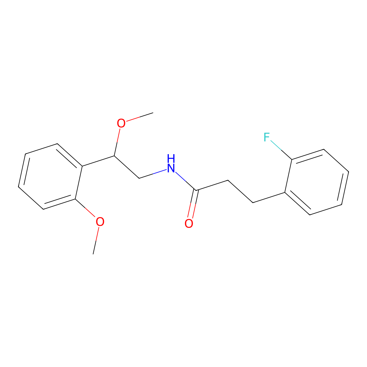 3-(2-fluorophenyl)-N-[2-methoxy-2-(2-methoxyphenyl)ethyl]propanamide molecular structure, CAS 1788558-34-8
