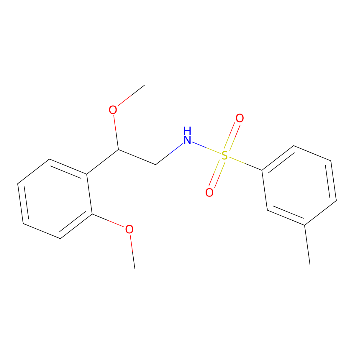 N-(2-methoxy-2-(2-methoxyphenyl)ethyl)-3-methylbenzenesulfonamide molecular structure, CAS 1788558-44-0