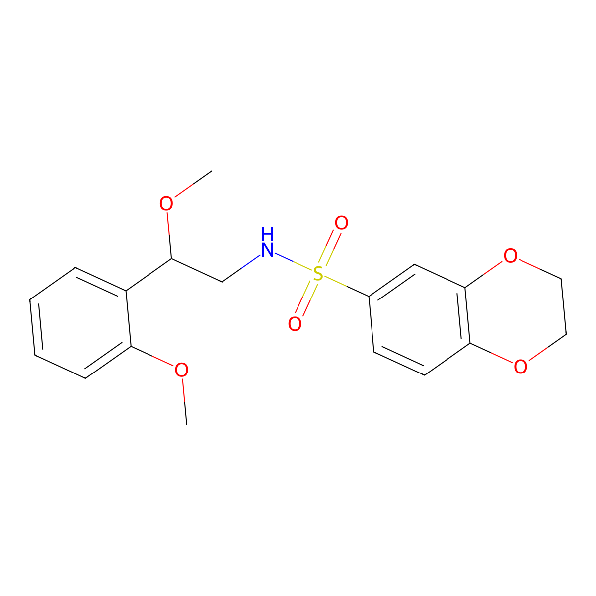 N-(2-methoxy-2-(2-methoxyphenyl)ethyl)-2,3-dihydrobenzo[b][1,4]dioxine-6-sulfonamide molecular structure, CAS 1788558-53-1