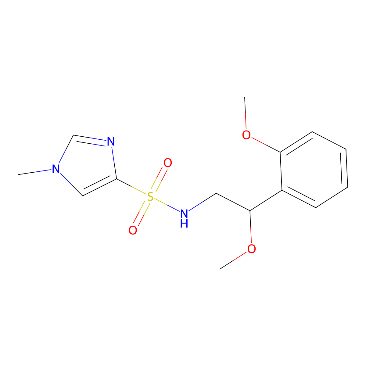 N-[2-methoxy-2-(2-methoxyphenyl)ethyl]-1-methyl-1H-imidazole-4-sulfonamide molecular structure, CAS 1788558-62-2
